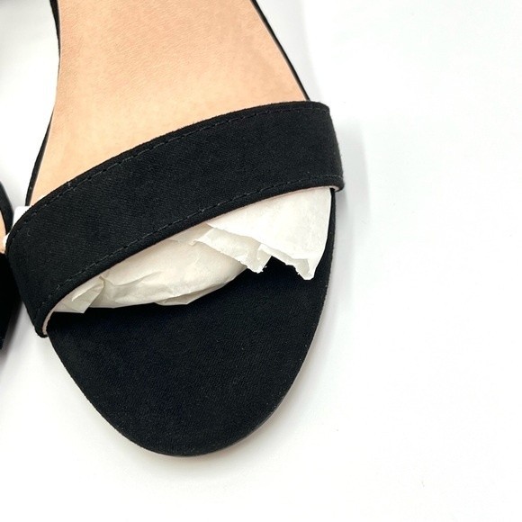 Madden Girl 7.5 Black Ankle Strap Vegan Suede Chunky Block Beella Heels Sandals - Picture 5 of 12